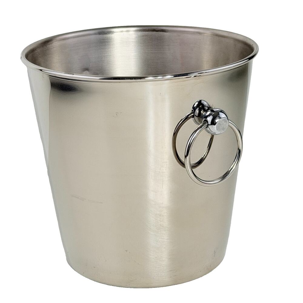 Williams Sonoma Silver Ice Bucket w Handles 8" Stainless Steel 18/10 Italy EUC